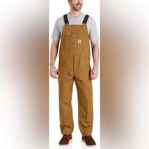 Carhartt R01 Duck Carpenter Bibs Overalls, 44x30 Brown Men’s